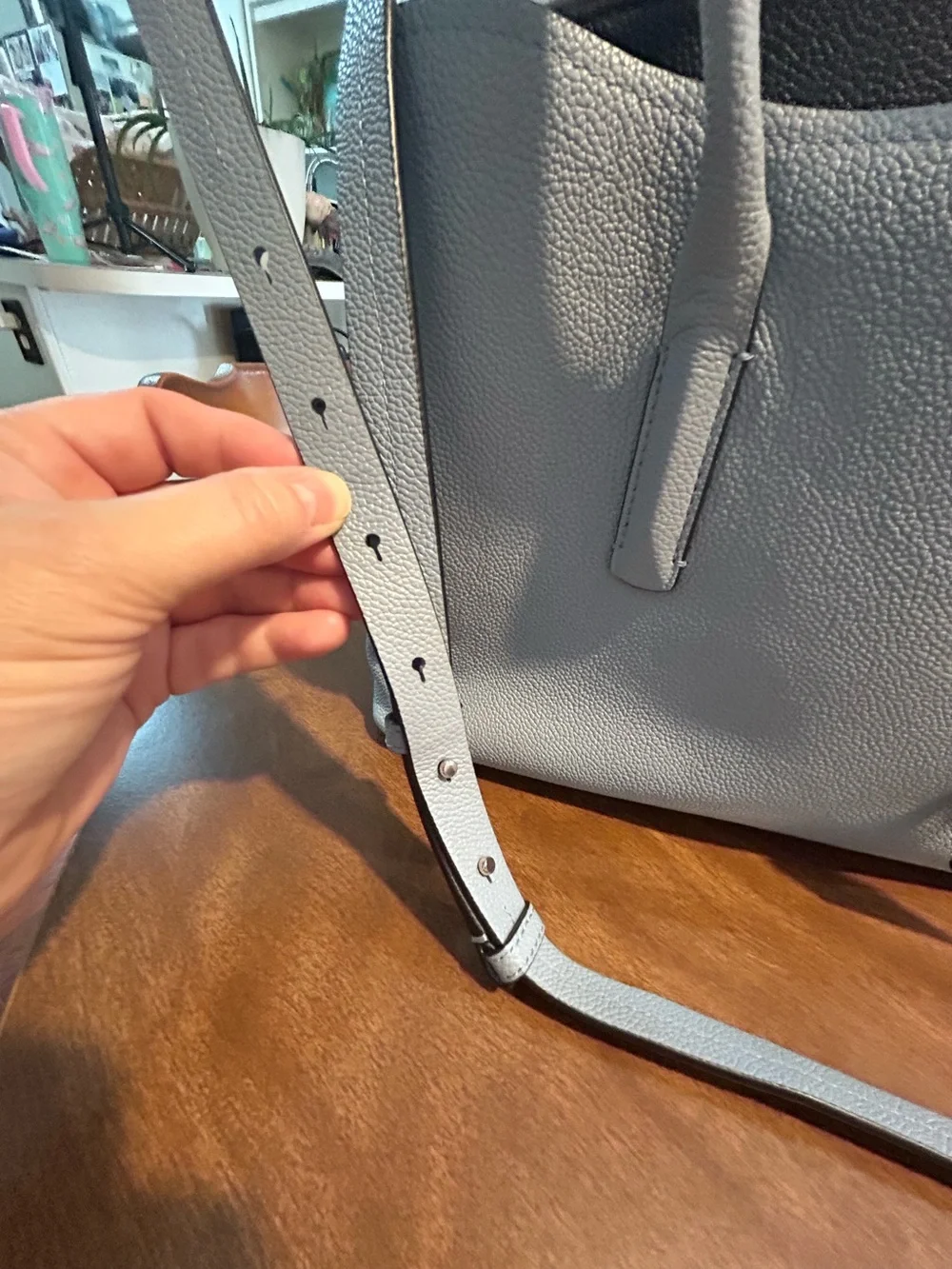 kate spade Two-Tone Black and Light Gray Pebble Leather Tote